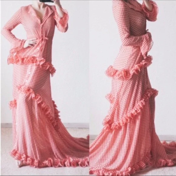 Red gingham maxi dress - Picture 2 of 8